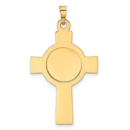 14k Yellow Gold Cross w/St. Christopher Medal Pendant