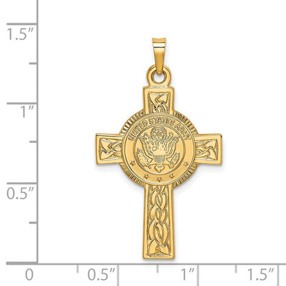 14k Yellow Gold Army Insignia Cross Pendant