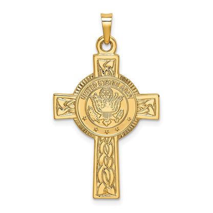 14k Yellow Gold Army Insignia Cross Pendant