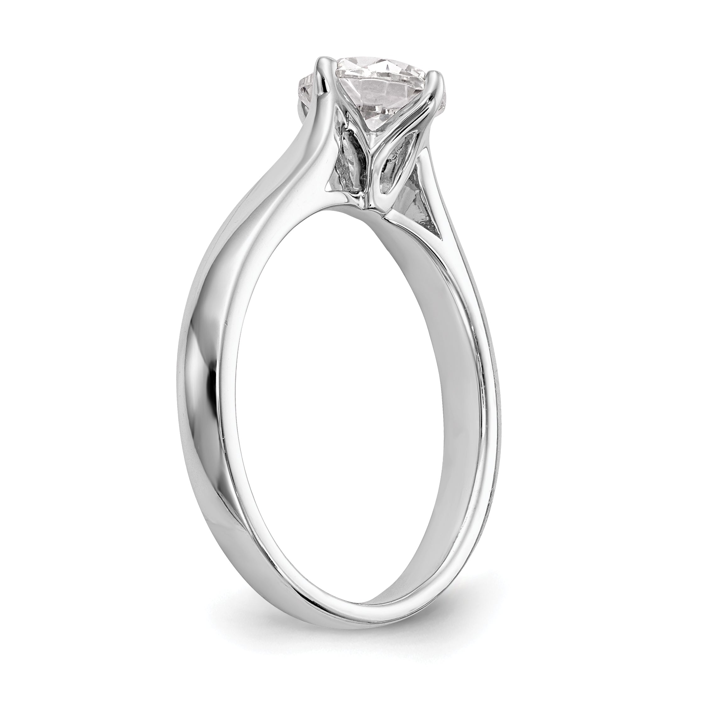0.50ct. CZ Solid Real 14K White Gold Round Solitaire Engagement Ring Engagement Polished
