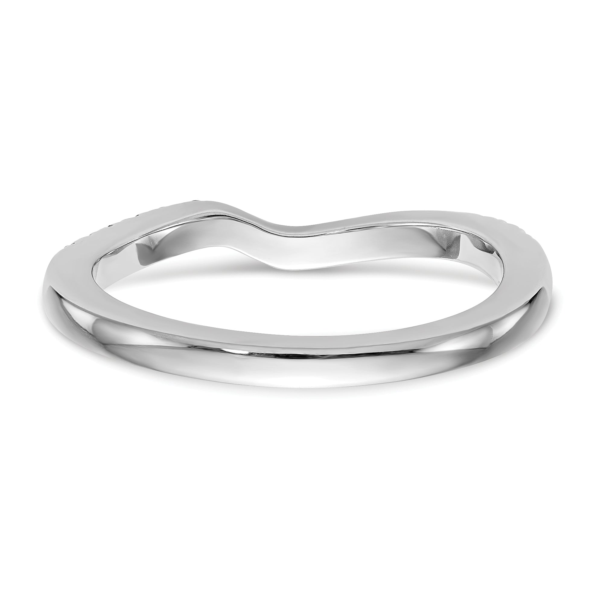 0.25ct. CZ Solid Real 14K White Gold Contoured Wedding Wedding Band Ring
