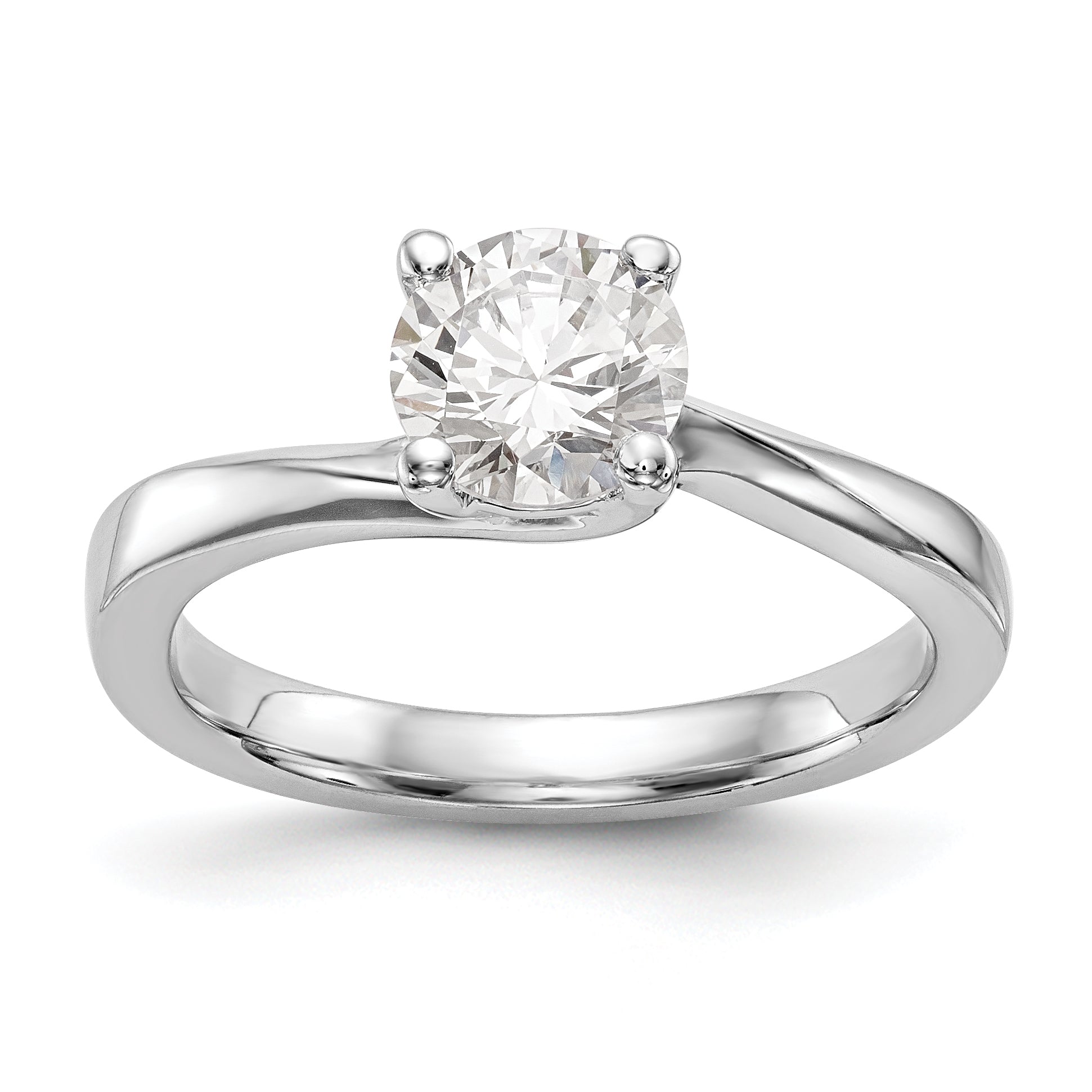 0.25ct. CZ Solid Real 14K White Gold Round Solitaire Engagement Ring Engagement Polished