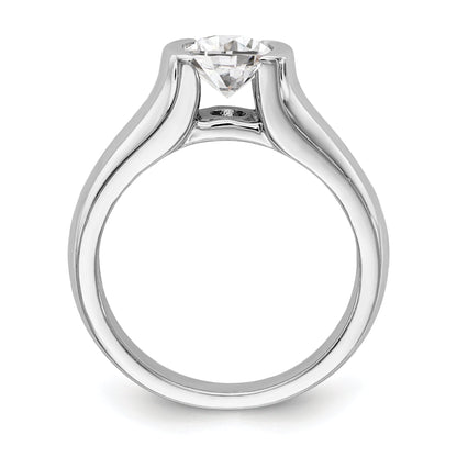 0.75ct. CZ Solid Real 14K White Gold Round Bezel Solitaire Engagement Ring