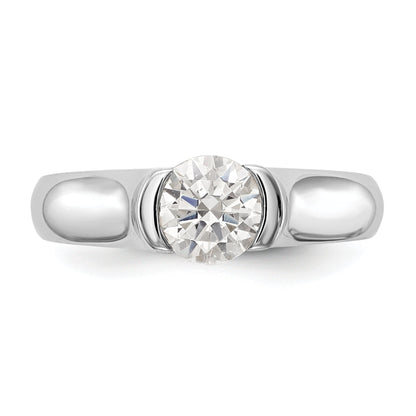 0.75ct. CZ Solid Real 14K White Gold Round Bezel Solitaire Engagement Ring