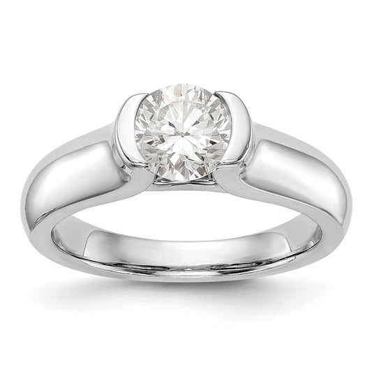 0.50ct. CZ Solid Real 14K White Gold Round Bezel Solitaire Engagement Ring