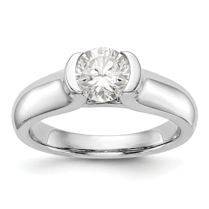 0.75ct. CZ Solid Real 14K White Gold Round Bezel Solitaire Engagement Ring