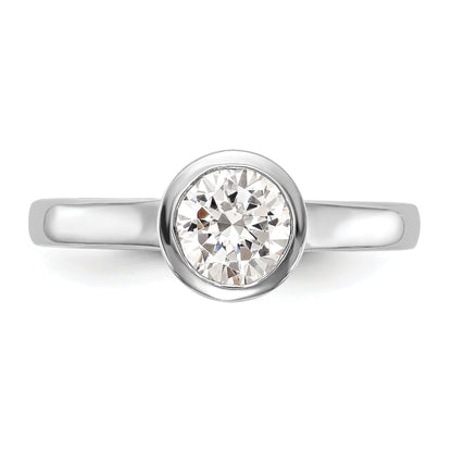 0.33ct. CZ Solid Real 14K White Gold Round Bezel Solitaire Engagement Ring