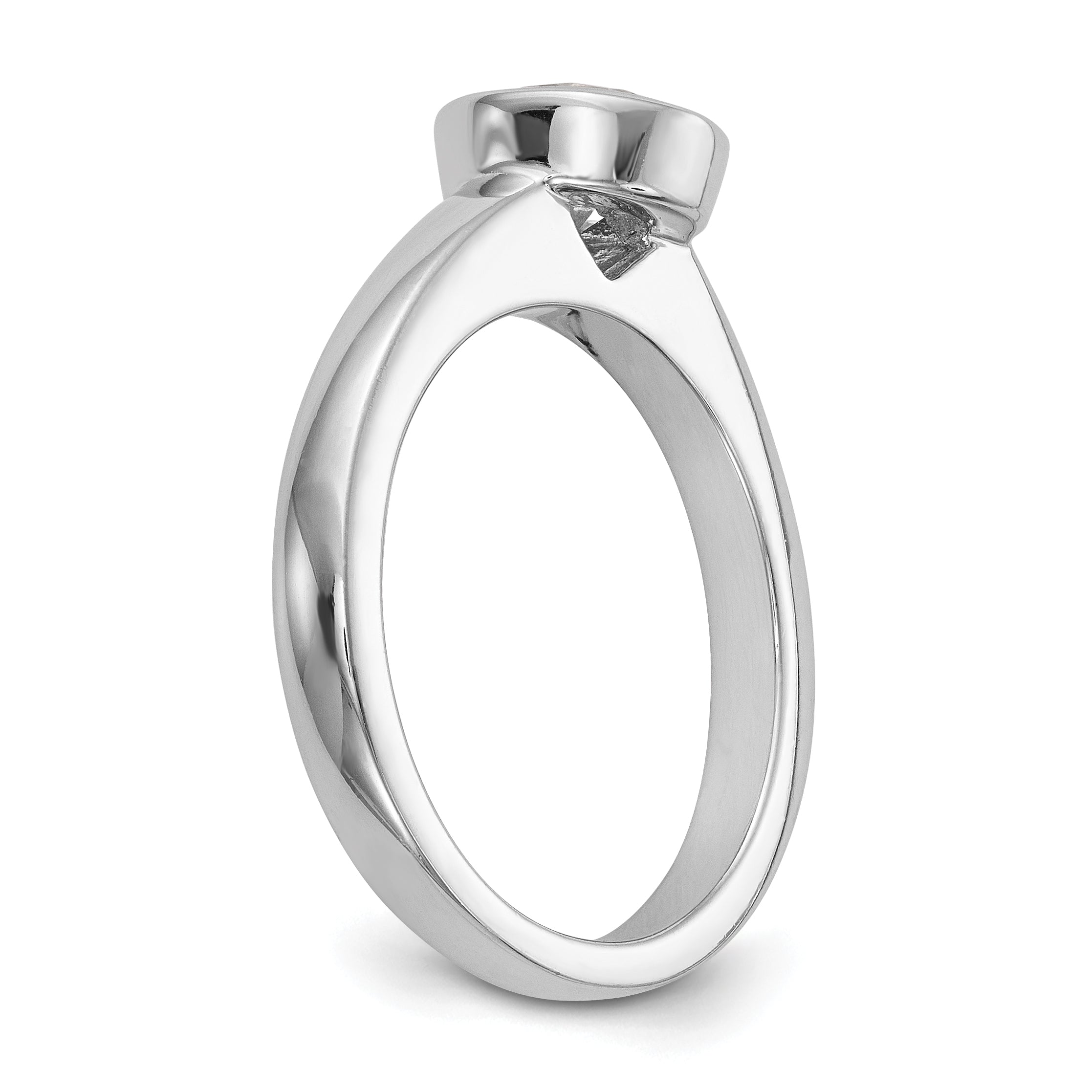 0.50ct. CZ Solid Real 14K White Gold Round Bezel Solitaire Engagement Ring