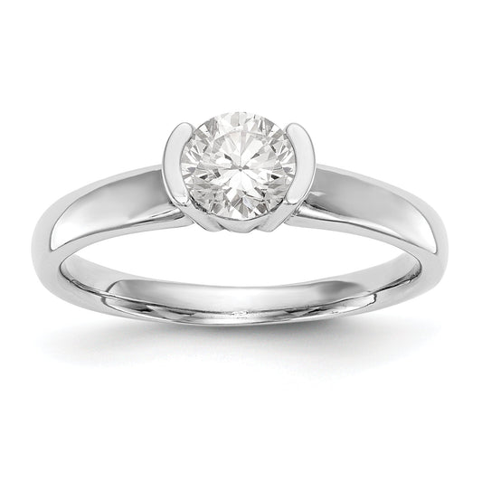 0.50ct. CZ Solid Real 14K White Gold Round Bezel Solitaire Engagement Ring