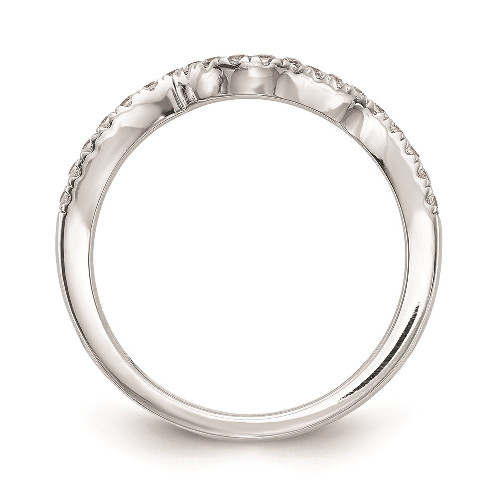 14K White Gold Real Diamond Contoured Wedding Band
