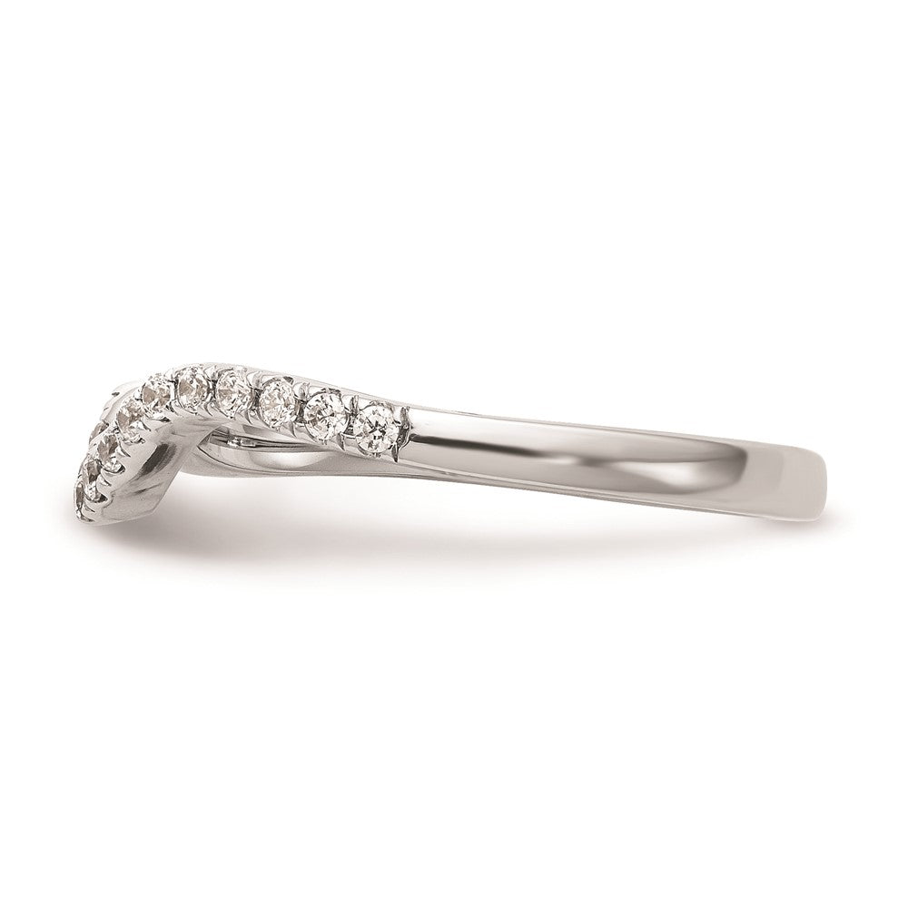14K White Gold Real Diamond Contoured Wedding Band