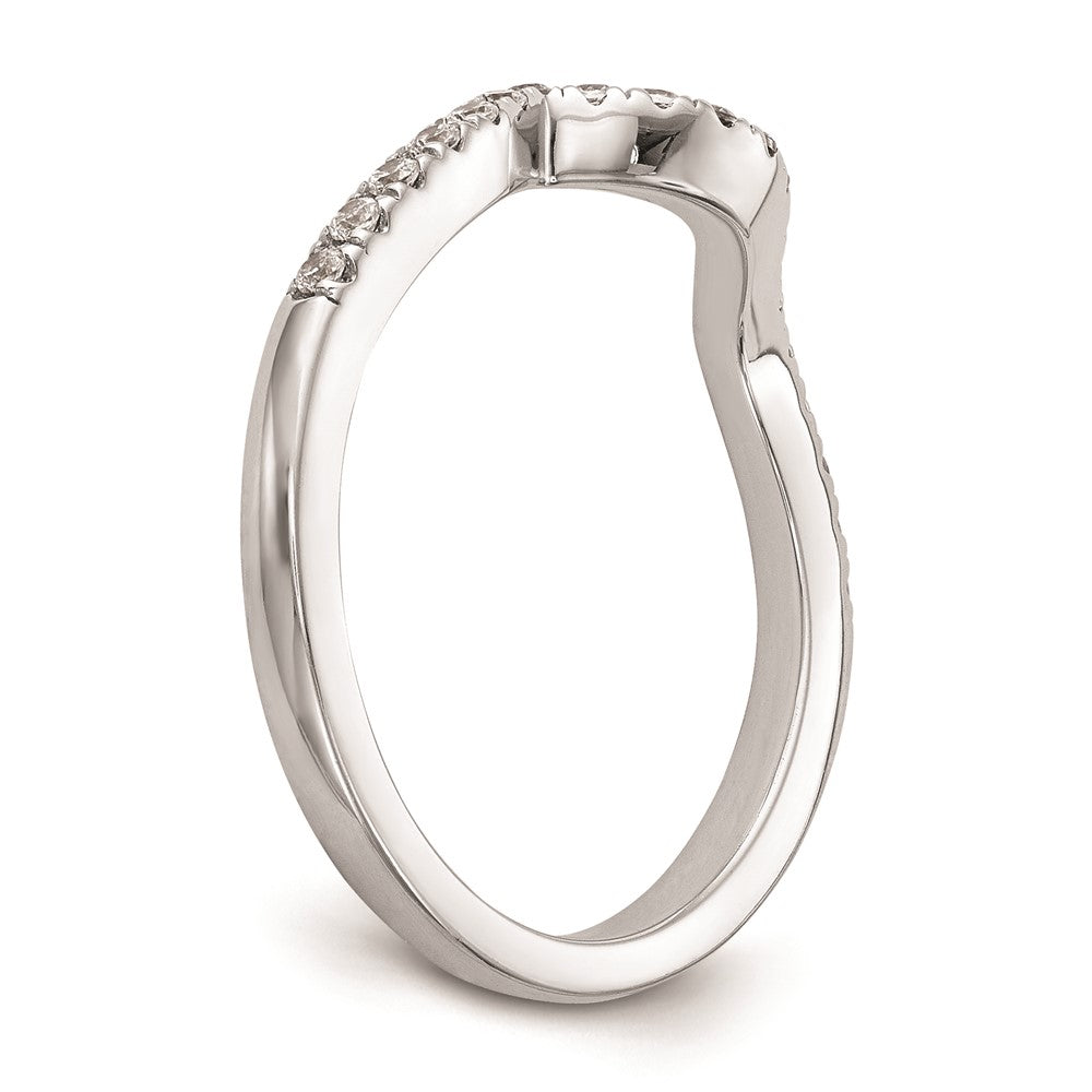 14K White Gold Real Diamond Contoured Wedding Band
