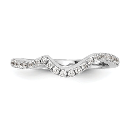 0.24ct. CZ Solid Real 14K White Gold Contoured Wedding Wedding Band Ring