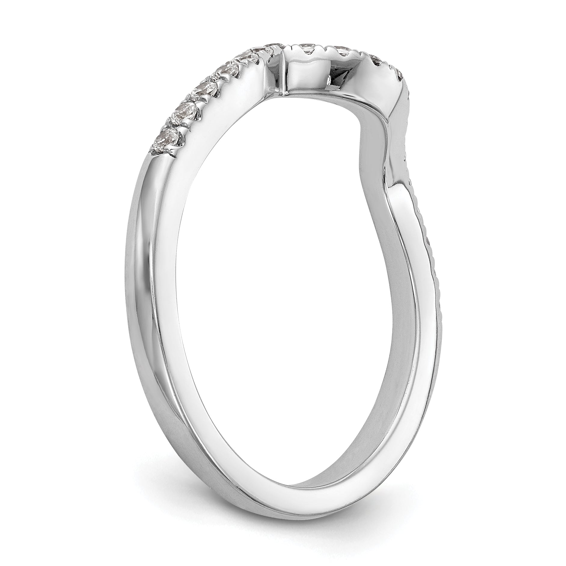 0.24ct. CZ Solid Real 14K White Gold Contoured Wedding Wedding Band Ring