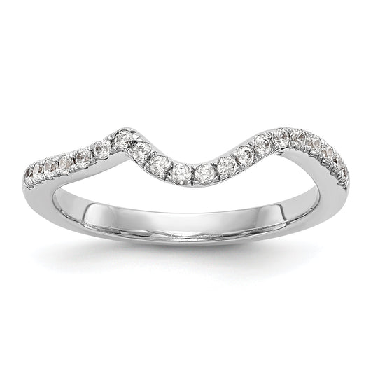 0.24ct. CZ Solid Real 14K White Gold Contoured Wedding Wedding Band Ring