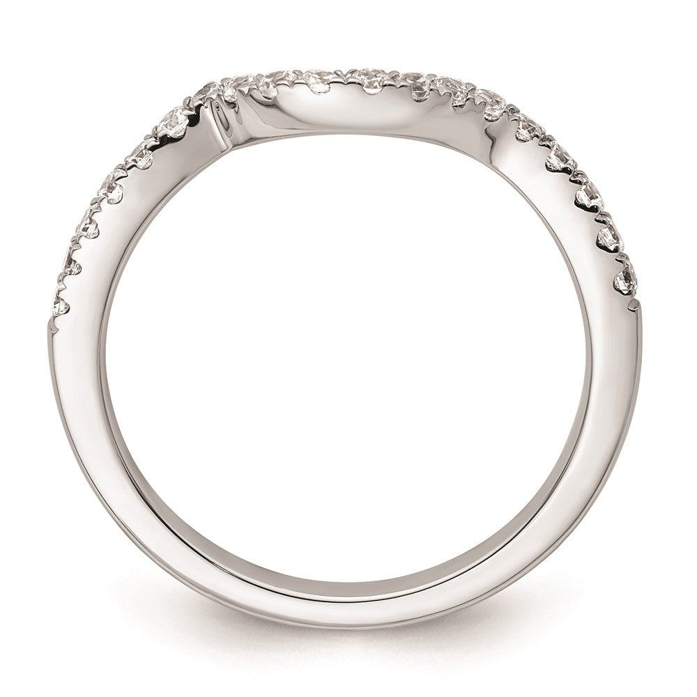 14K White Gold Real Diamond Contoured Wedding Band
