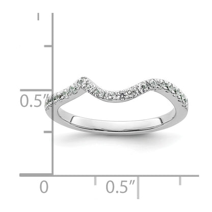 14K White Gold Real Diamond Contoured Wedding Band