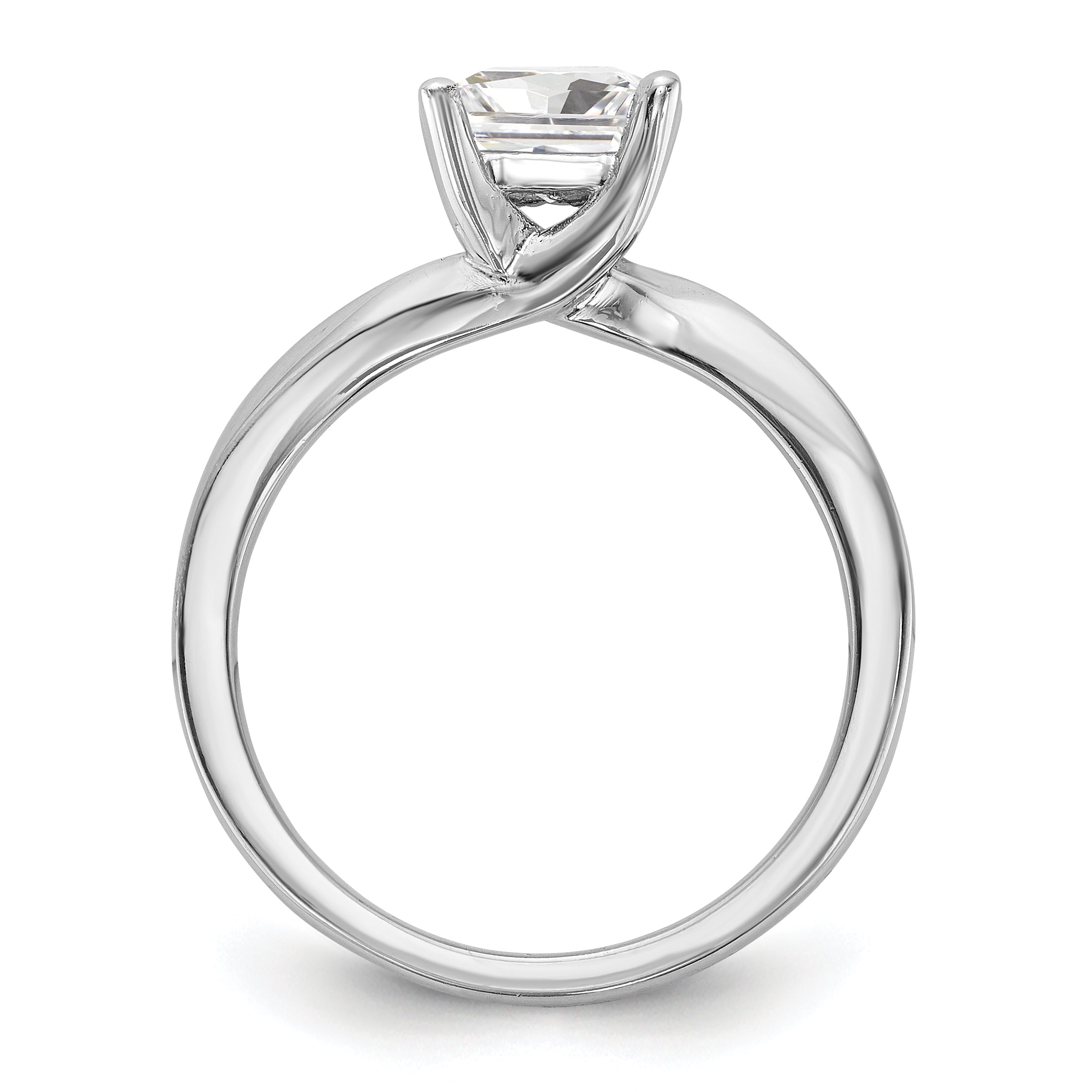 0.33ct. CZ Solid Real 14k White Gold Square Solitaire Engagement Ring