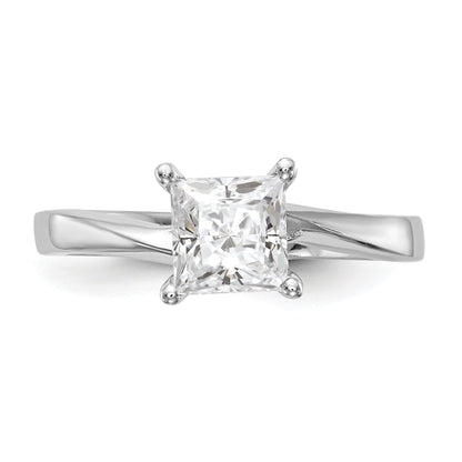 0.75ct. CZ Solid Real 14k White Gold Square Solitaire Engagement Ring