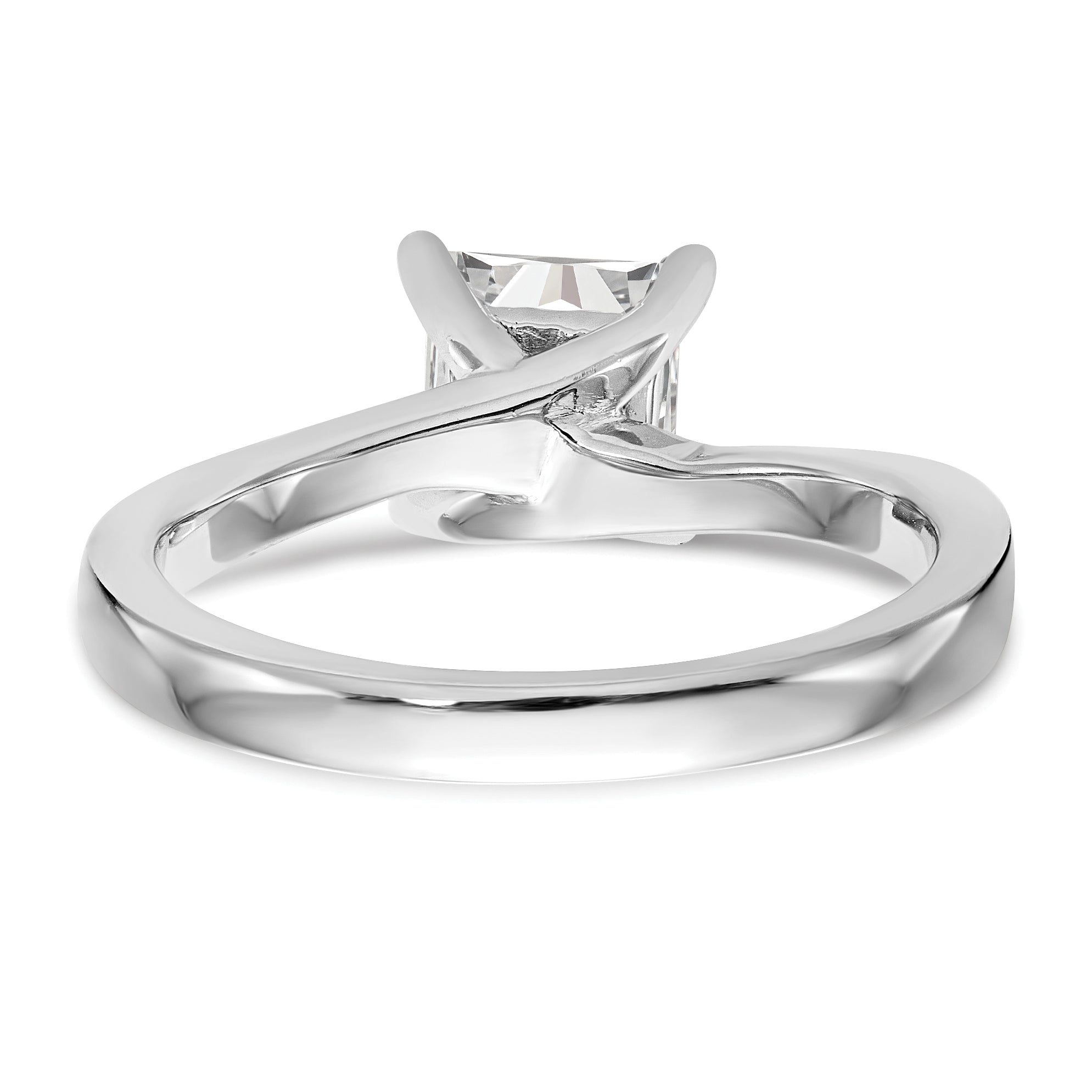 0.25ct. CZ Solid Real 14k White Gold Square Solitaire Engagement Ring