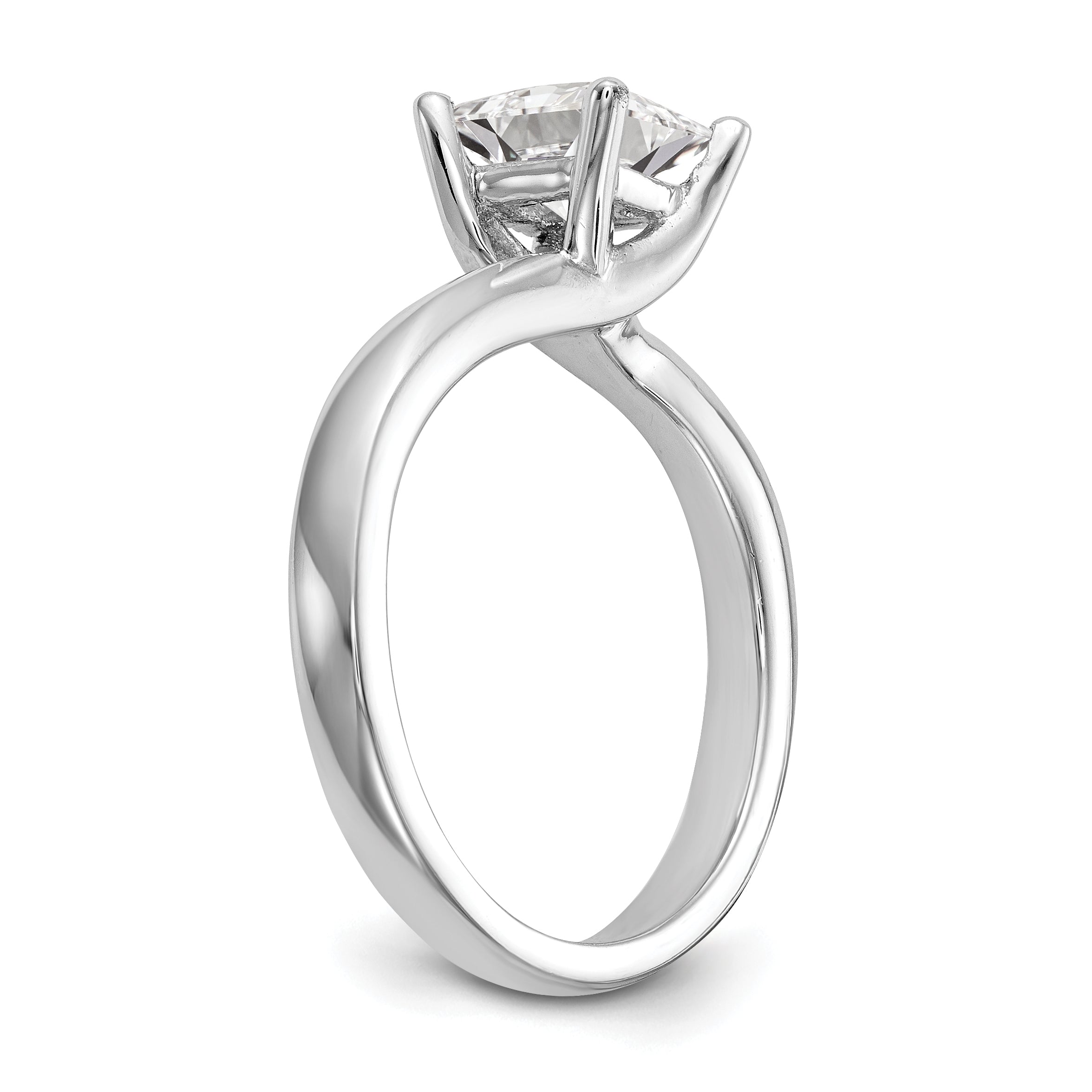 0.25ct. CZ Solid Real 14k White Gold Square Solitaire Engagement Ring