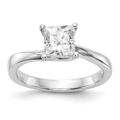 0.25ct. CZ Solid Real 14k White Gold Square Solitaire Engagement Ring