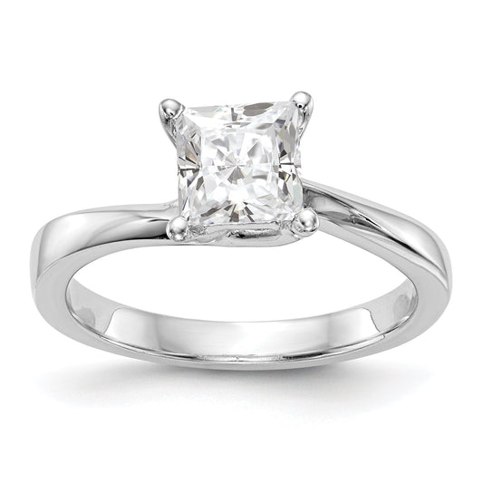 0.25ct. CZ Solid Real 14k White Gold Square Solitaire Engagement Ring
