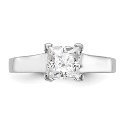 0.25ct. CZ Solid Real 14k White Gold Square Solitaire Engagement Ring