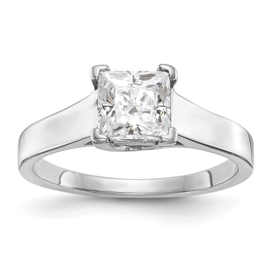 0.75ct. CZ Solid Real 14k White Gold Square Solitaire Engagement Ring