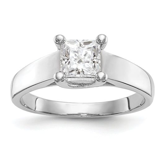 0.75ct. CZ Solid Real 14k White Gold Square Solitaire Engagement Ring