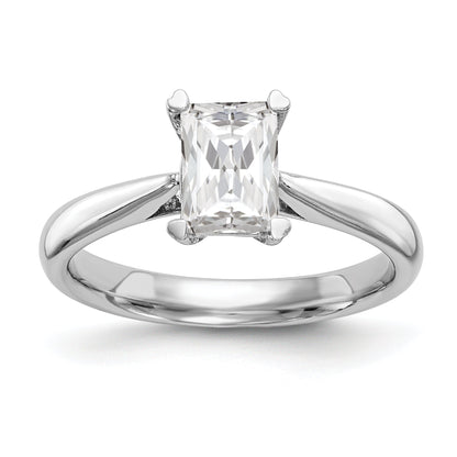 0.75ct. CZ Solid Real 14k White Gold Emerald Solitaire Engagement Ring