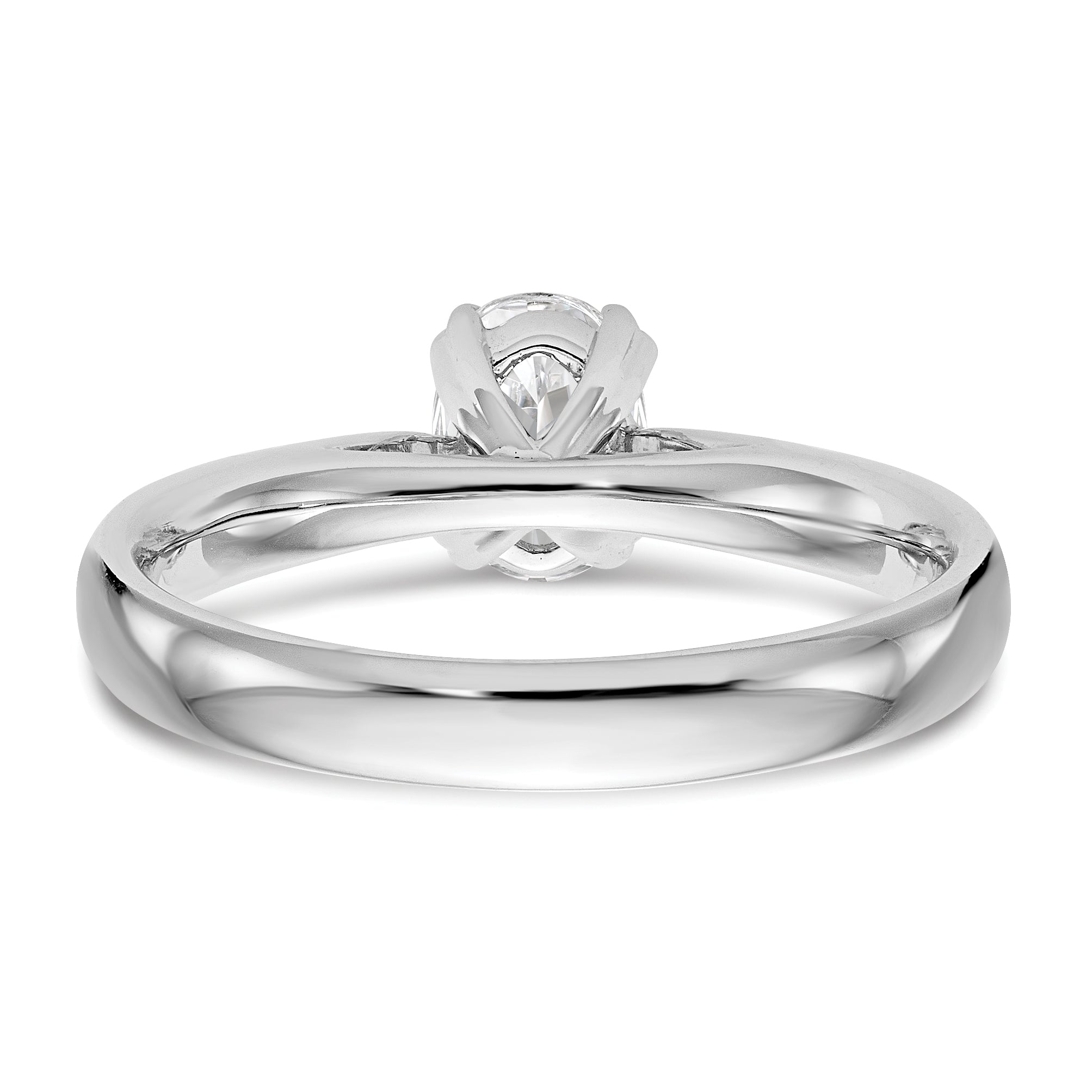 0.50ct. CZ Solid Real 14K White Gold Oval Solitaire Engagement Ring Polished Engagement Ring