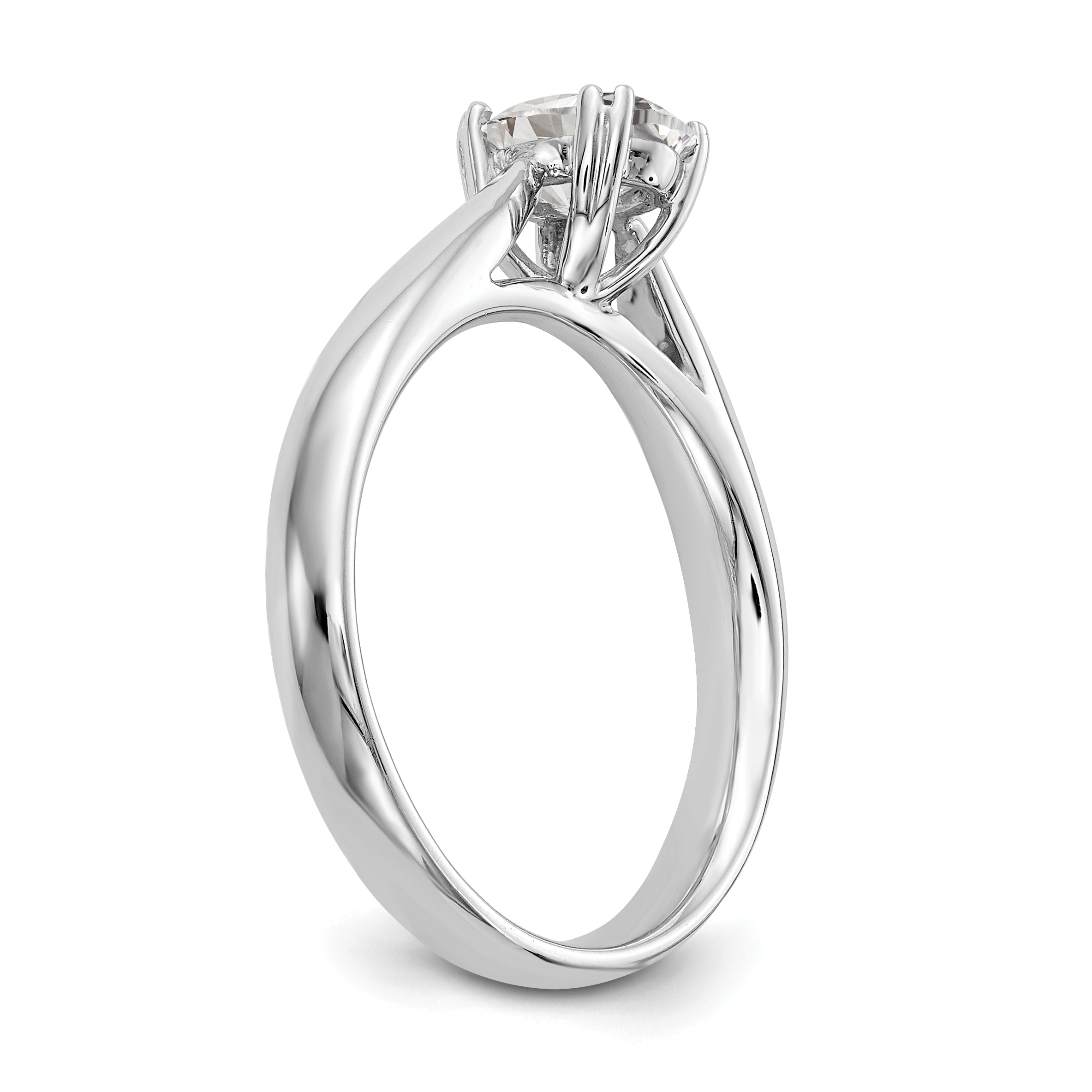 0.25ct. CZ Solid Real 14K White Gold Oval Solitaire Engagement Ring Polished Engagement Ring