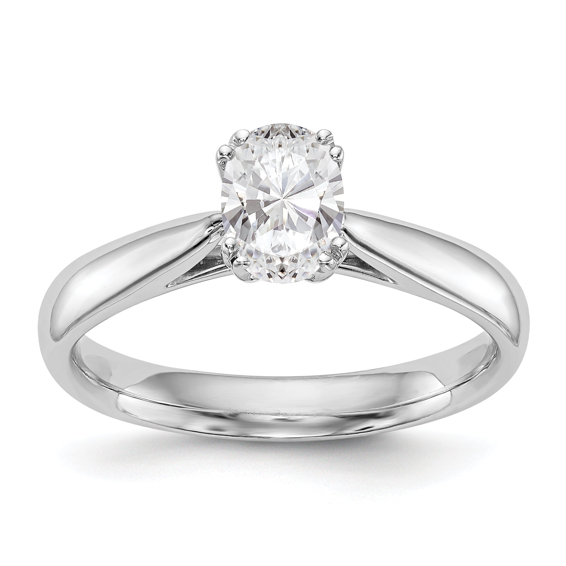 0.25ct. CZ Solid Real 14K White Gold Oval Solitaire Engagement Ring Polished Engagement Ring