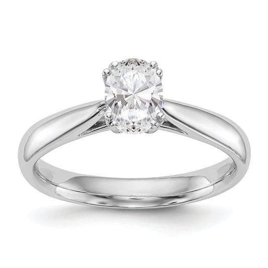 1.25ct. CZ Solid Real 14K White Gold Oval Solitaire Engagement Ring Polished Engagement Ring