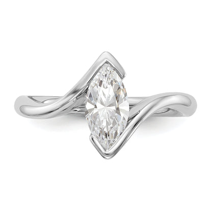 0.33ct. CZ Solid Real 14k White Gold Marquise Bezel Solitaire Engagement Ring