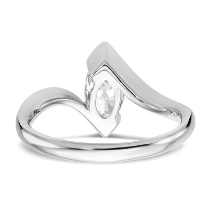0.75ct. CZ Solid Real 14k White Gold Marquise Bezel Solitaire Engagement Ring
