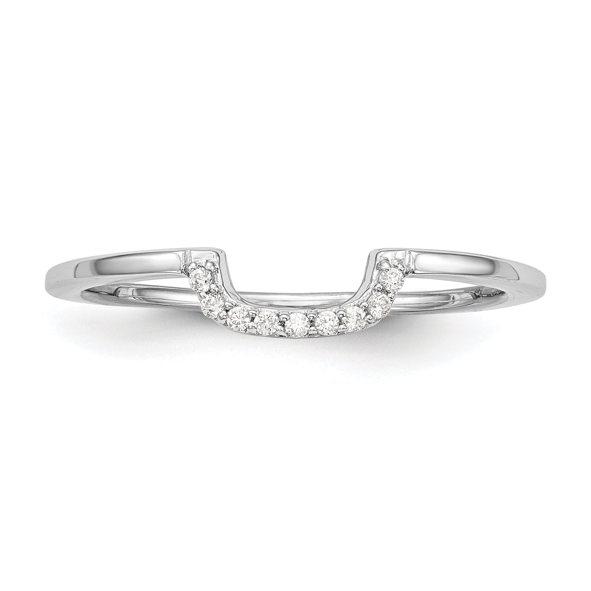 0.05ct. CZ Solid Real 14k White Gold Contour Wedding Band Ring