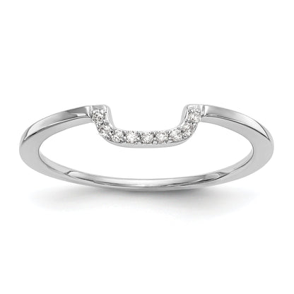 0.05ct. CZ Solid Real 14k White Gold Contour Wedding Band Ring