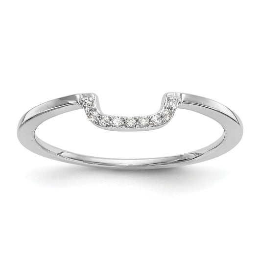 0.05ct. CZ Solid Real 14k White Gold Contour Wedding Band Ring
