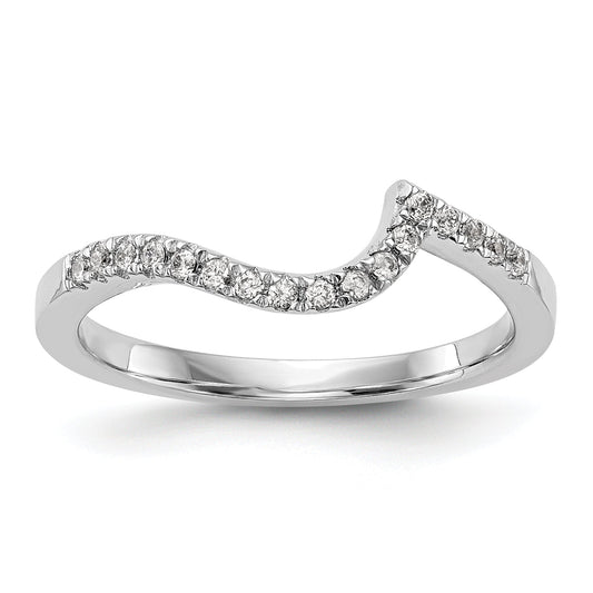 0.20ct. CZ Solid Real 14k White Gold Contoured Wedding Wedding Band Ring