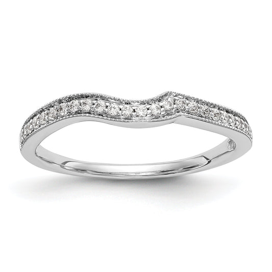 0.15ct. CZ Solid Real 14k White Gold Contoured Wedding Wedding Band Ring
