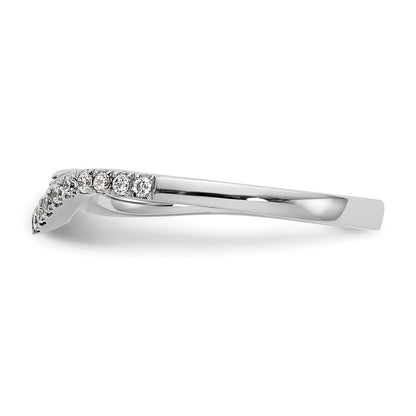 14K White Gold Real Diamond Contoured Wedding Band