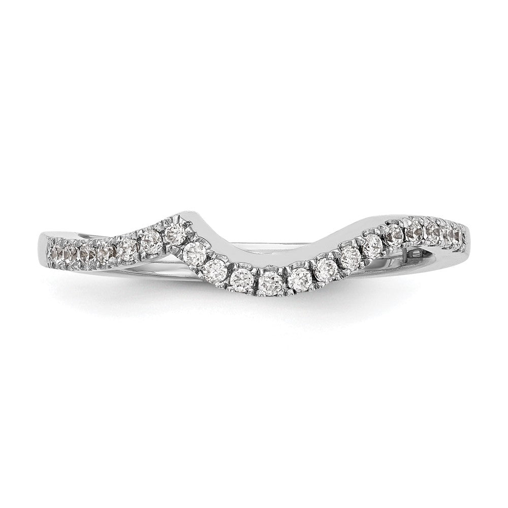14K White Gold Real Diamond Contoured Wedding Band