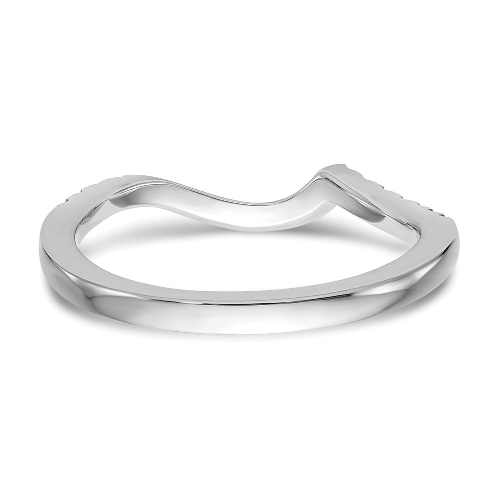 14K White Gold Real Diamond Contoured Wedding Band