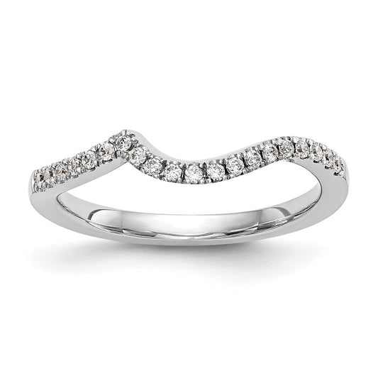 14K White Gold Real Diamond Contoured Wedding Band