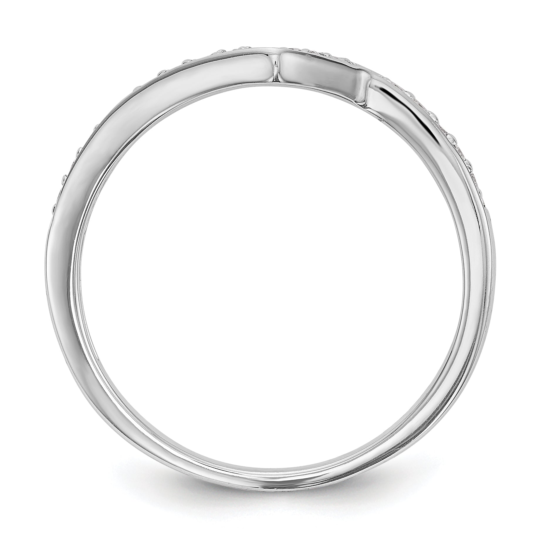0.12ct. CZ Solid Real 14K White Gold Contoured Wedding Wedding Band Ring