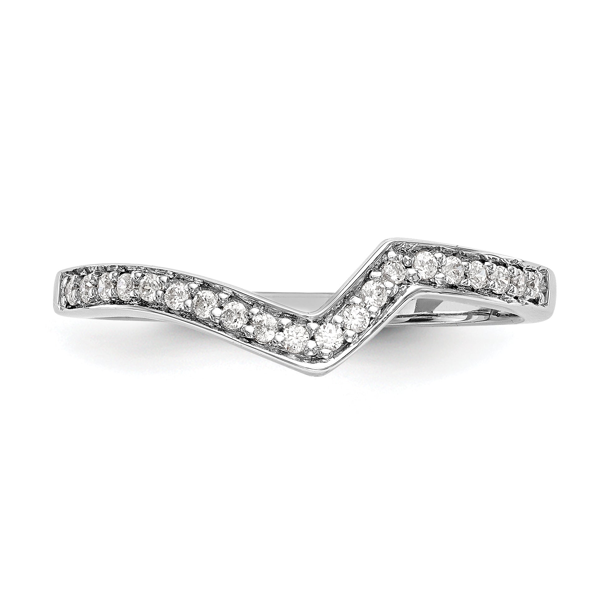 0.12ct. CZ Solid Real 14K White Gold Contoured Wedding Wedding Band Ring