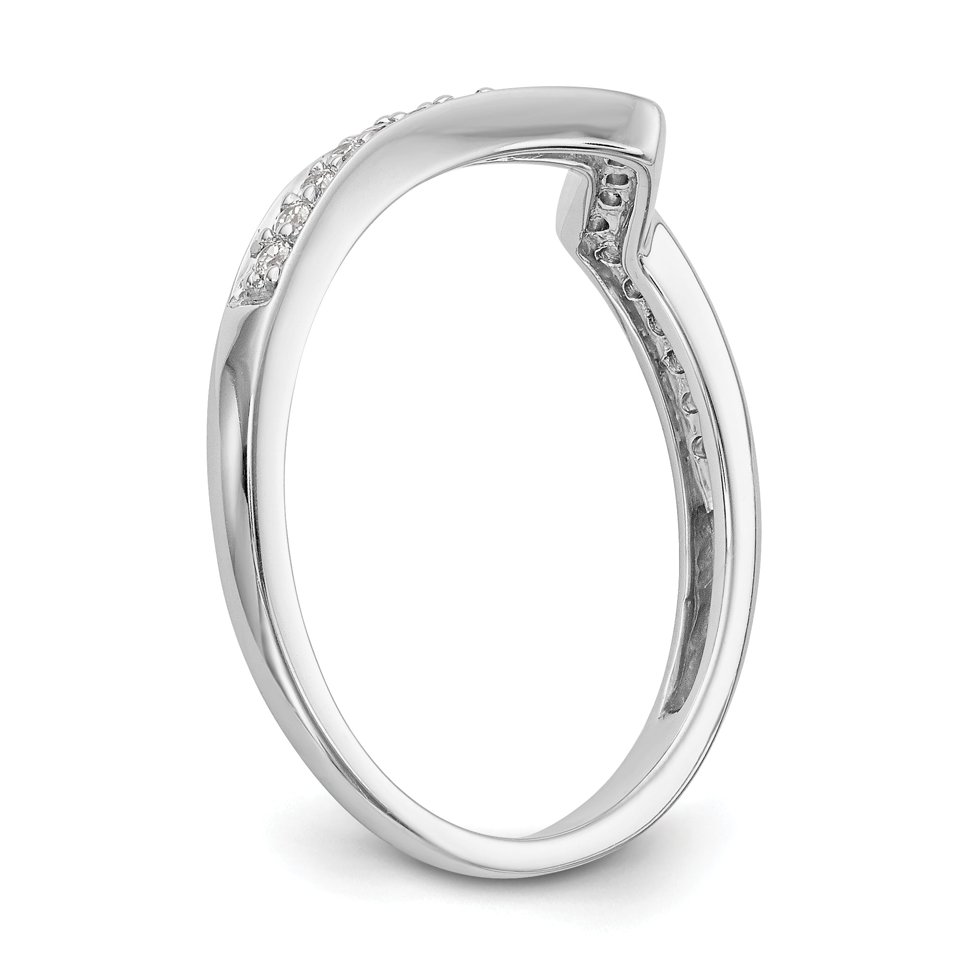 0.12ct. CZ Solid Real 14K White Gold Contoured Wedding Wedding Band Ring