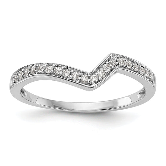 0.12ct. CZ Solid Real 14K White Gold Contoured Wedding Wedding Band Ring